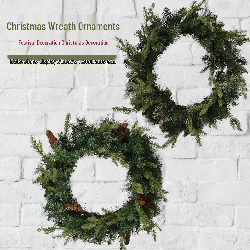 Christmas Pine Needle Wreath: Door, Wall, and Window Hanging Ornament for Festive Décor