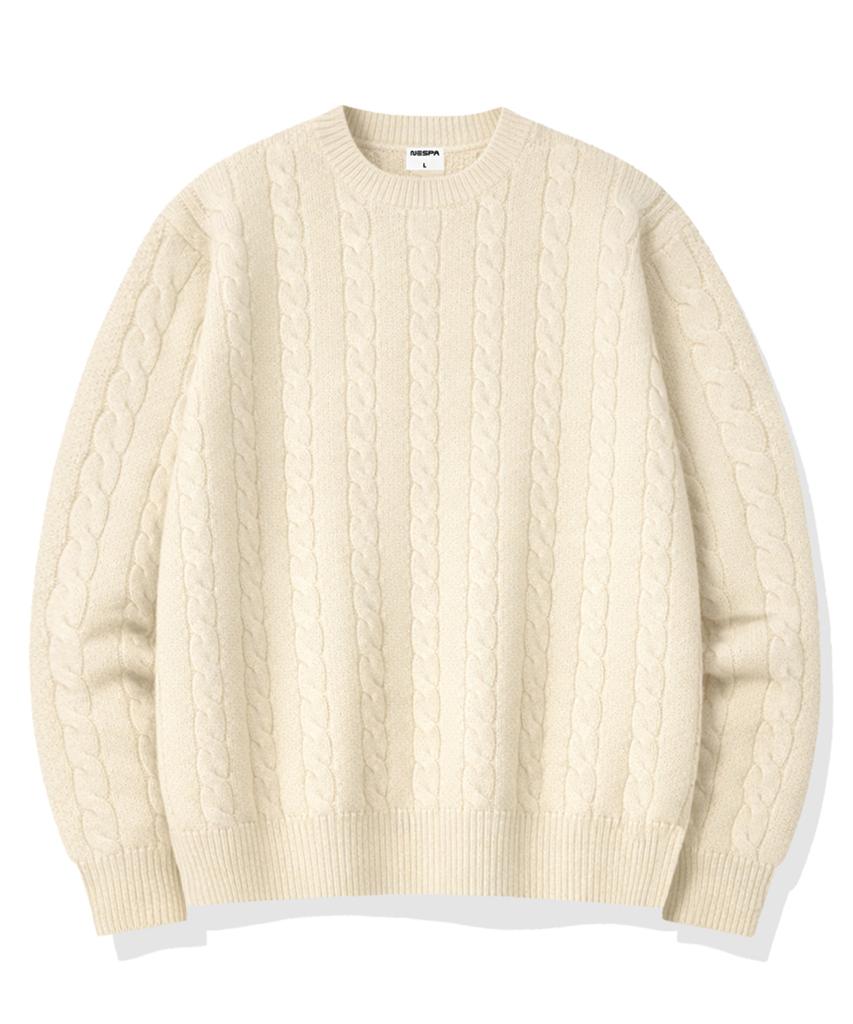 Neseupaseutyudio Joel Round Neck Cable Knit 5 Colors [Nspk_3001]