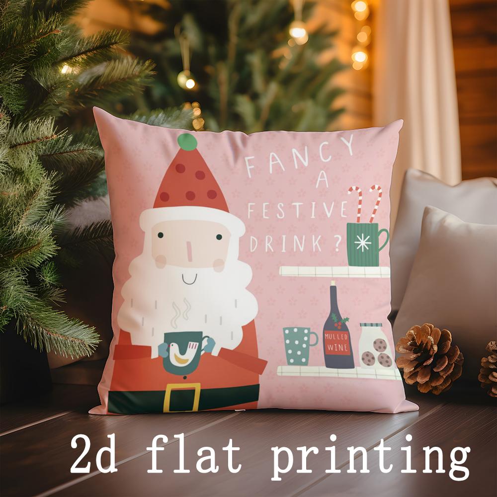 Heimdekoration Frohe Weihnachten Santa Kissenbezüge Geeignet für Sofa Schlafzimmer Auto Kissenbezug Kissen Rechteckiges Rückenkissen