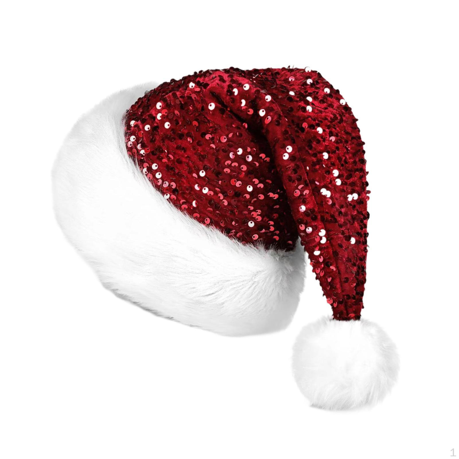 

Sequin Christmas Hat Props Santa for Festival Carnival Nightclub Men Women