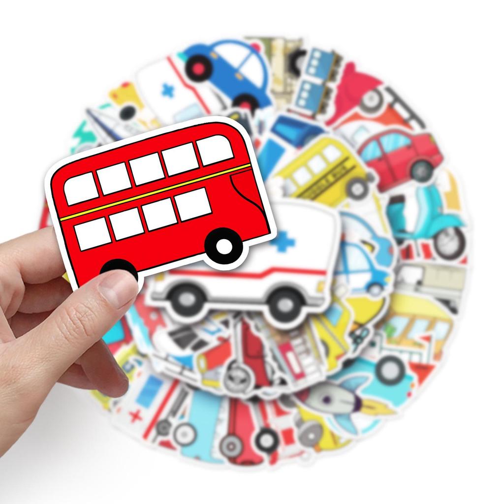 50-Pack Trendy Transportation Luggage Stickers for Laptop and Car Decoration