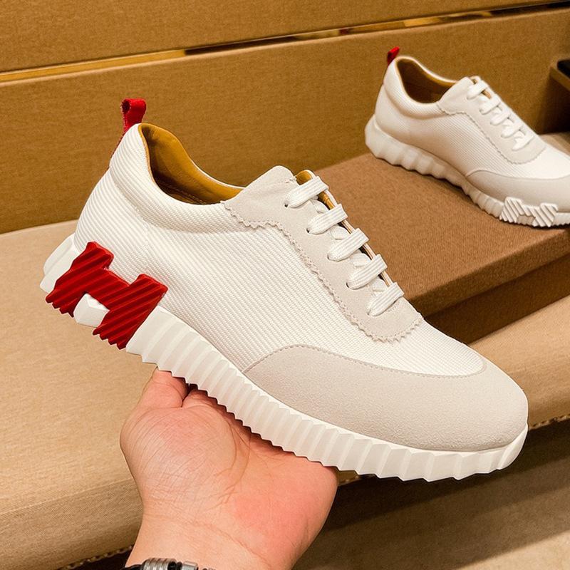 Outdoor Casual Shoes Men's Matte Leather Breathable Running Shoes Trendy Brand Light Luxury Fashion Contrasting Sports Shoes