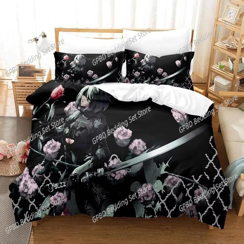 Game NieR Automata YoRHa No.2 Type B 2B 3D NEW Duvet Cover Pillowcase Bedding Set Adult Boy Girl Bedroom Decoration Double Large