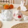 Cartoon Easter Bunny Silicone Mold Non-Stick Handmade Rabbit Holding Vase Mold Heat Resistant Flexible 3D Rabbit Mold