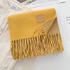 Solid color wool scarf shawl women's autumn and winter senior sense versatile fringed warm scarf couple student