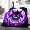 Customizable Gengar1 Throw Blanket – Personalized Name, All-Season Cozy Snug Blanket, Machine Washable, Personalized Blanket