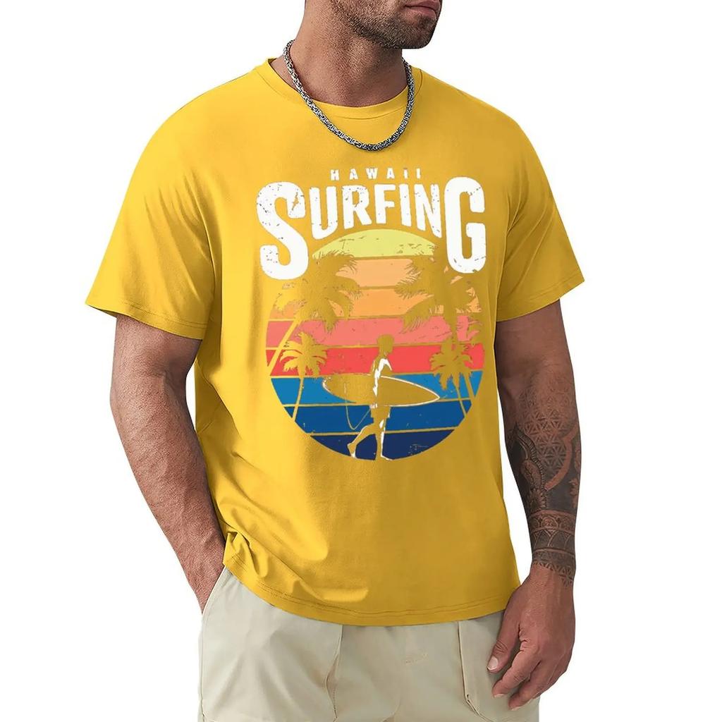 Vintage Hawaii Surfing T Shirt Harajuku Short Sleeve T-shirt 100% Cotton Graphics Tshirt Tops