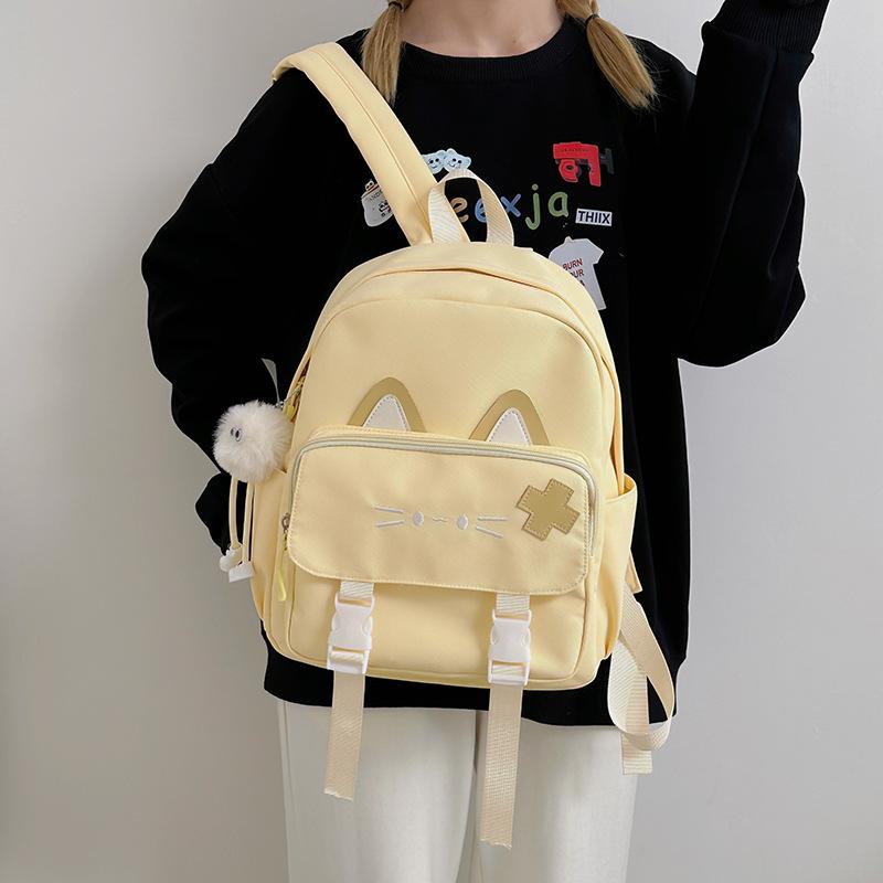 School Bag Female Ins Cute Cartoon Cat Backpack Junior High School Student Travel Bag Large Capacity High School Student Backpack Tide