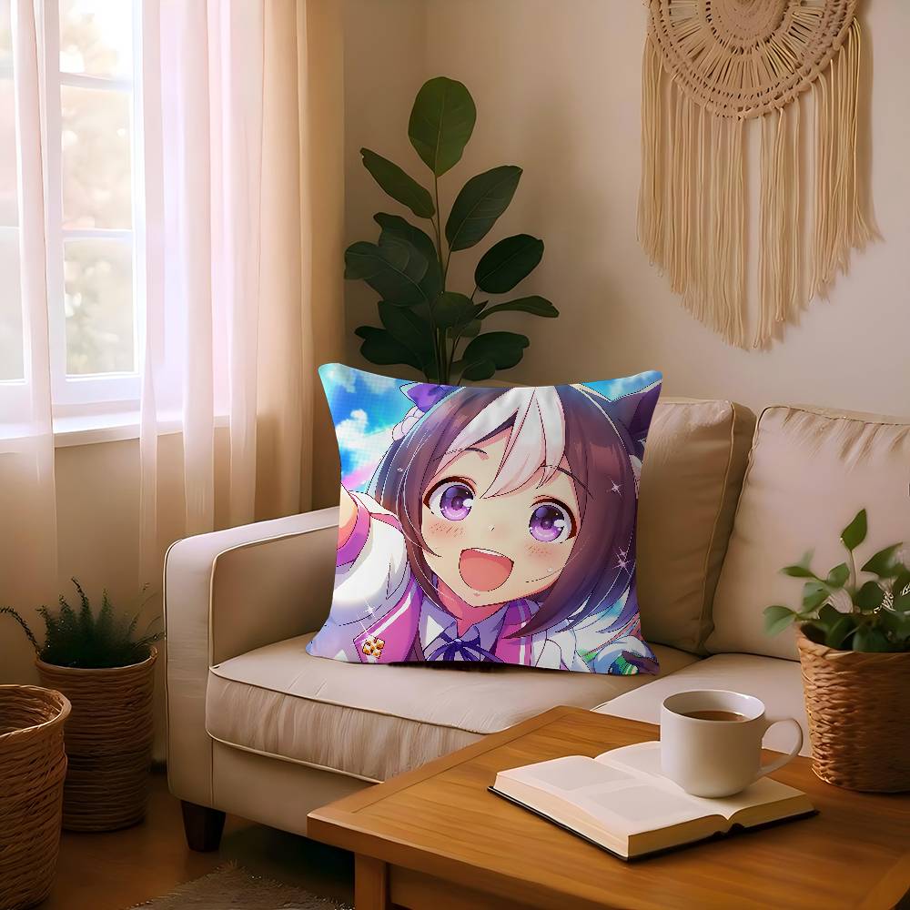 Anime Uma-Musume-Pretty-Derby Special Week Maple Design Cushion Cover Happy Autumn Harvest Decor Holiday Decorati Pillow Cover