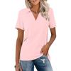 Summer Casual V Neck T Shirts Women Short Sleeves Collared Basic Tees Blouse