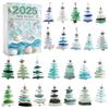 Sea Glass Christmas Tree Xmas Countdown Calendar with 24 Mini Christmas Tree Ornaments Holiday Countdown Calendar for Tree Decor