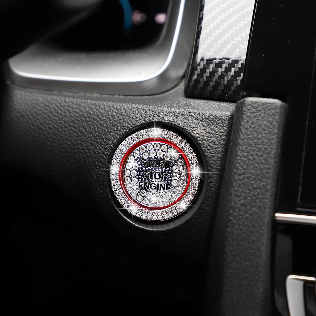 TOMALL Engine Start Button Rhinestone Car Engine Button Cover Button