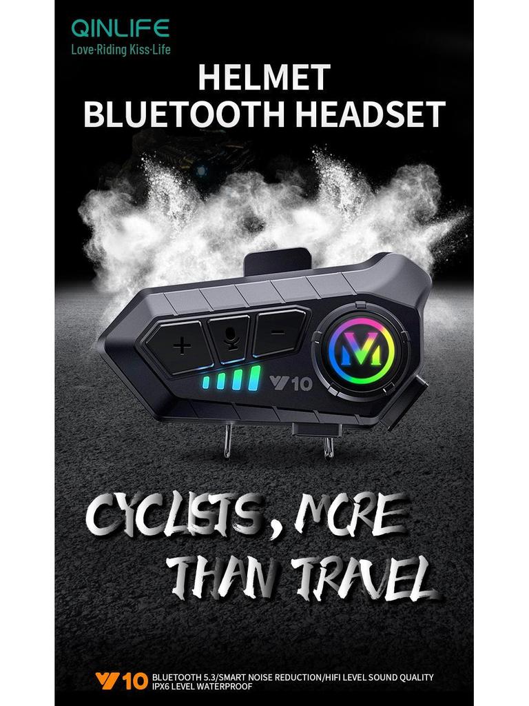Y10 Waterproof Bluetooth Noise-Cancelling Motorcycle Helmet Headset