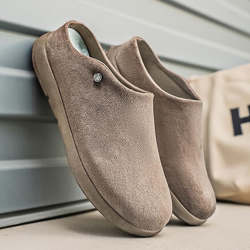 Men’s Summer Sandals Slipper Clogs Backless Mules Khaki Casual Shoes for Students Over Sized