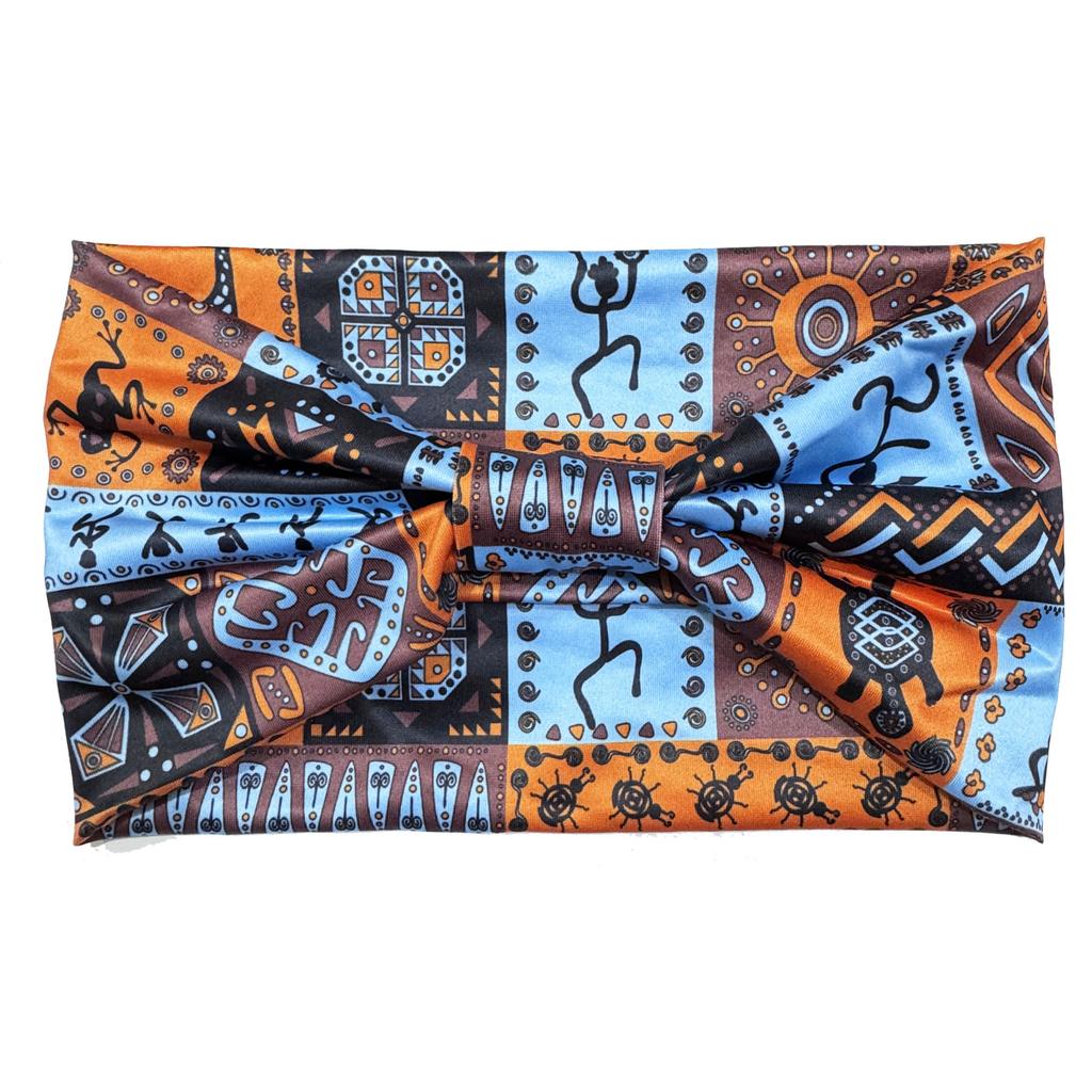 European American Women's Hair Band African Print Pattern Wide Edge Elastic Knot Sports Yoga Headband Women's Headwear Hair