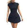 New Summer Models, European and American Women's Clothing, Fashionable and Elegant Solid-color Round Neck High-waisted Slim-fitting Dress
