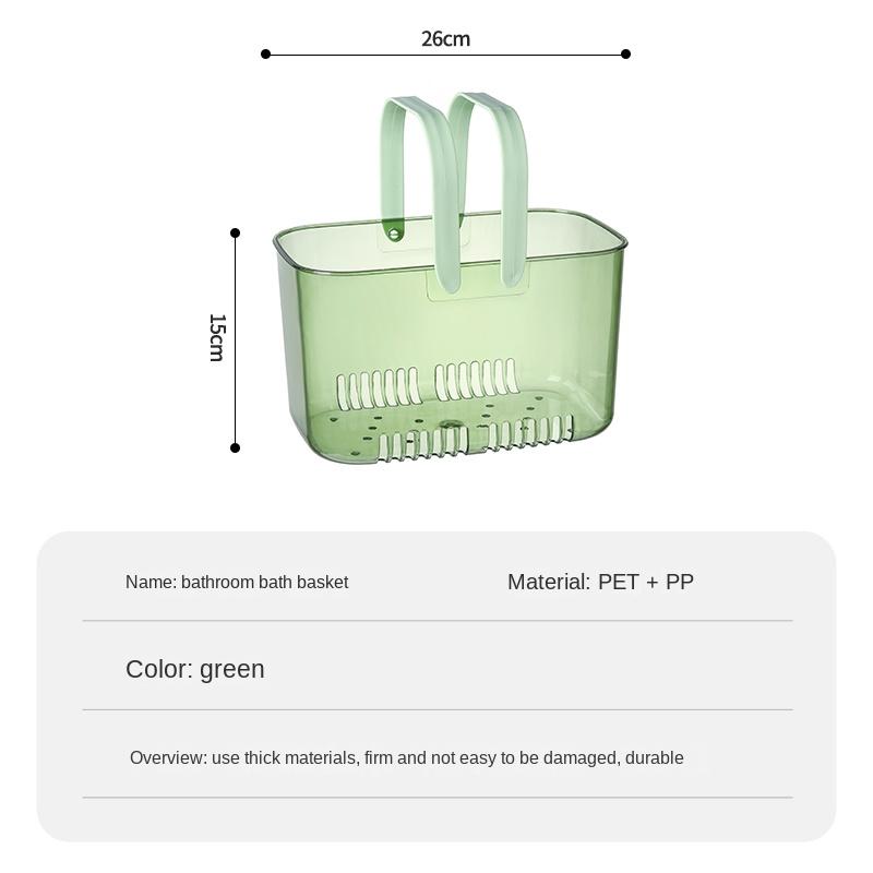 

Прозрачная переносная корзина для ванны, корзина для хранения вещей, корзина для ванной, туалета, душа зелёный