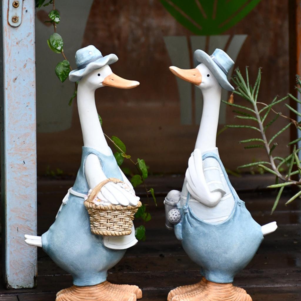 Creative Garden Statues Pretty Exquisite Resin Duck Sculptures Standing Shelf