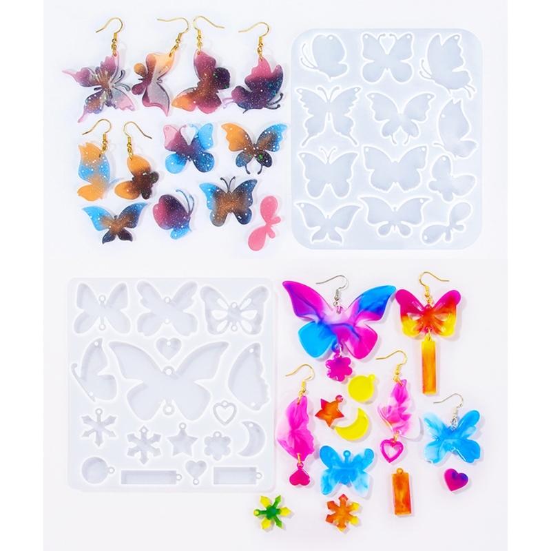 Moules à boucles d'oreilles en forme de papillon accrocheur Moules en silicone pour pendentifs d'oreilles personnalisés pour les amateurs d'artisanat