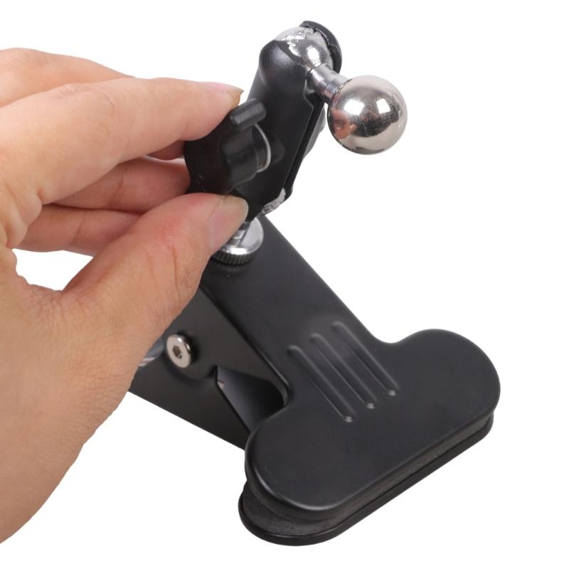 Universal 360 Rotatable Metal Clamp Base 17.4mm Ball Socket Strong Iron Clamping for Camera Phone Tablet Mounts