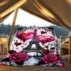 1pc Paris Love Outdoor Blanket - Soft Flannel Cozy for Travel & Camping - All-Season Warm Bed Cover, Machine Washable yy251229073