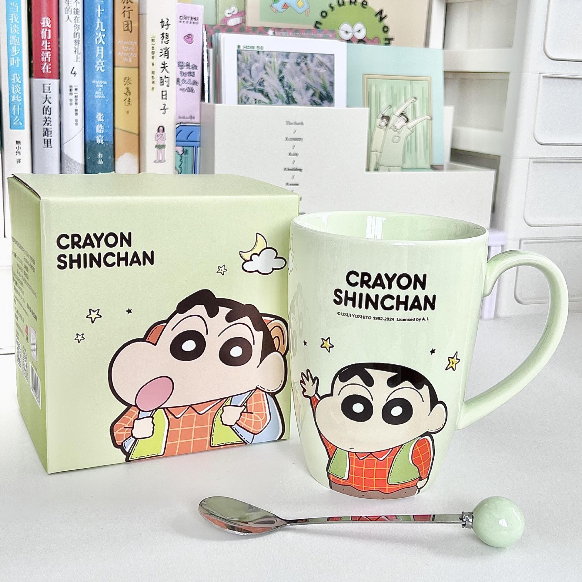 

High value crayon small new large capacity water cup boys and girls home coffee milk cup cute couple birthday gift 301-400ml