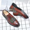 Men's Shoes Large Size New Leather Shoes Fashion Business Dress Color Matching Brock Engraved Leather Shoes Trendy Wedding Shoes