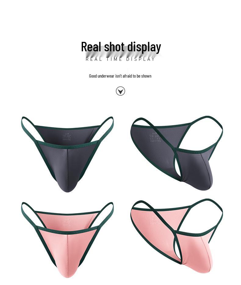 Síťované pánské prodyšné letní slipy z ledového hedvábí - Průhledné a tenké trojúhelníkové spodní prádlo