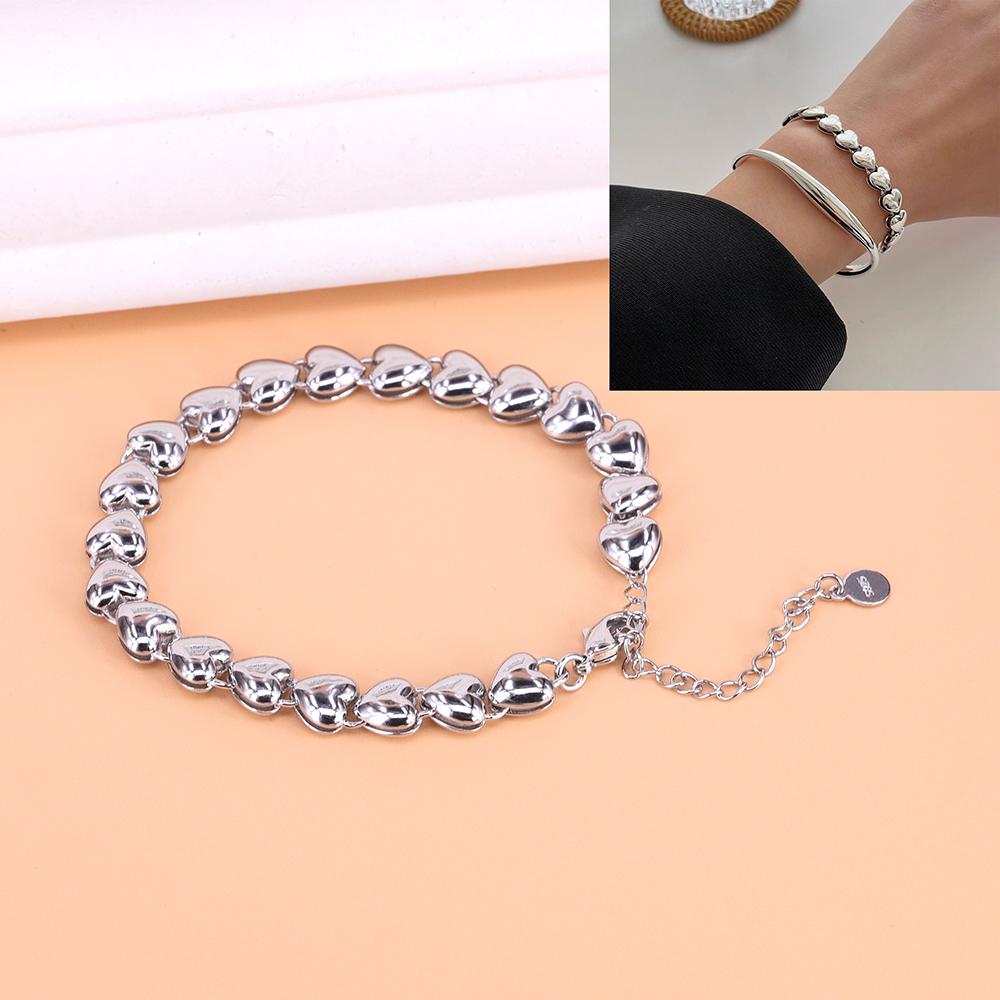 925 Sterling Silver Thai Silver Bracelet for Women Vintage Geometric Heart Love Lucky Punk Jewelry 2026 New