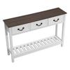 120 Cm Console Table, Farmhouse Desk Behind the Couch with Drawers and Bottom Storage Shelf, Wooden Rectangle Entrance Narrow Sofa Table for Hallway,
