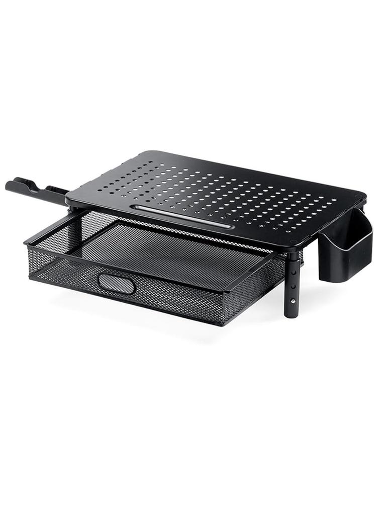 Monitor Smartphone Width Depth 3 Height Load Capacity E-Supply Stand, Drawer, A4, Stand, 37cm, 23.5cm, Adjustments, Steel, 15kg, Compact, Black,