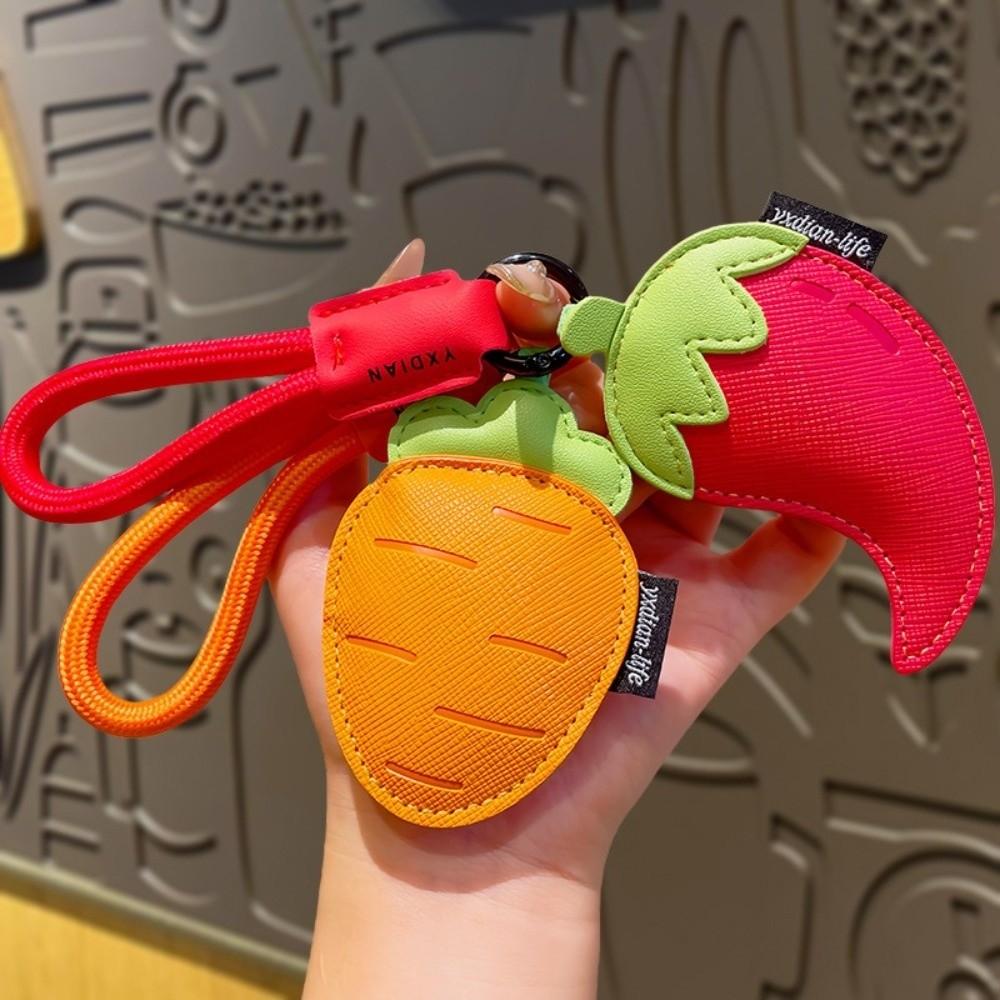 Eggplant PU Leather Bag Pendant Cartoon Car Keyring Kawaii Vegetable Keychain  Girl/Boy