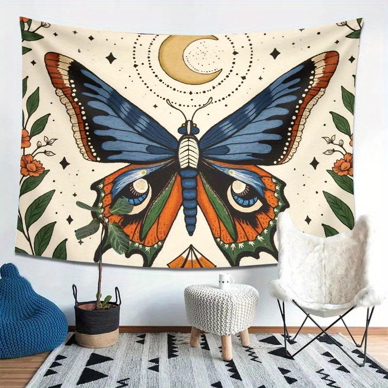 Celestial Butterfly Tapestry  Mystical Moon  Stars Design Boho Witchy Art Polyester 5161 In for Bedroom or Dorm