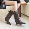 2025 Autumn New European and American Pointed Head Thin Heel High Heel Temperament French Fashion Sexy Beautiful Women Boots Knight Boots