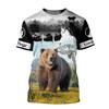 Men's T-shirt Camouflage Hunting Animal Sika Deer 3D Print T Shirts Fashion Bear Pattern Short Sleeve Outdoor Sports Loose Tops