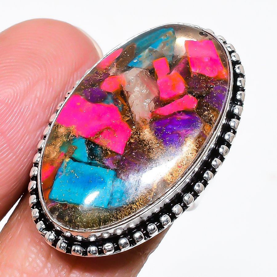 Natural Spiny Oyster Gemstone 925 Sterling Silver Jewelry Ring Size 8 S2G01