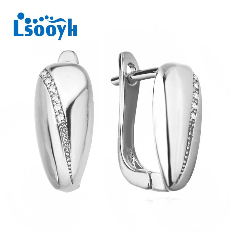 

LSOOYH серьги-клипсы золотого цвета, модные серьги для женщин, геометрические серьги-гвоздики с кубическим цирконием, ювелирные изделия B