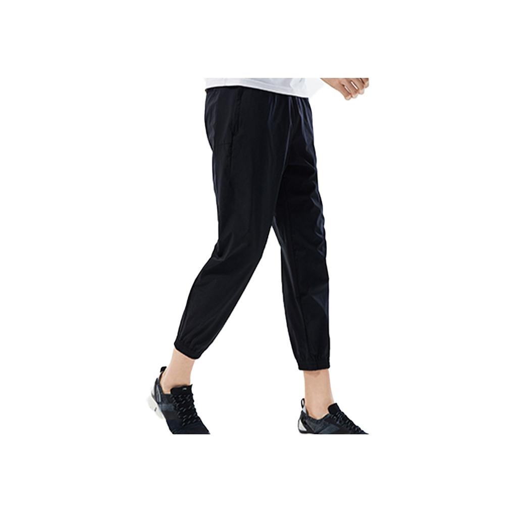Li Ning Breathable Letter Print Cuffed Sports Nine-Point Pants Men bottoms Black AYKQ191-1