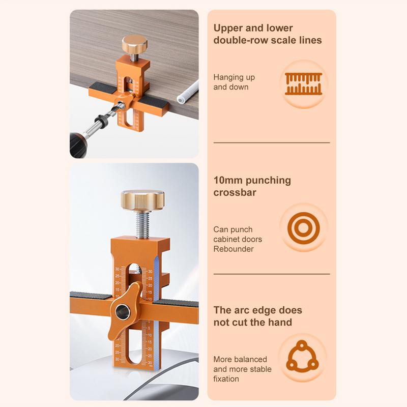Cabinet Door Mounting Jig With Support Arm&Clamp Aluminum Alloy Tool For Installing Cabinets Adjustable Clamping Range 7-40mm