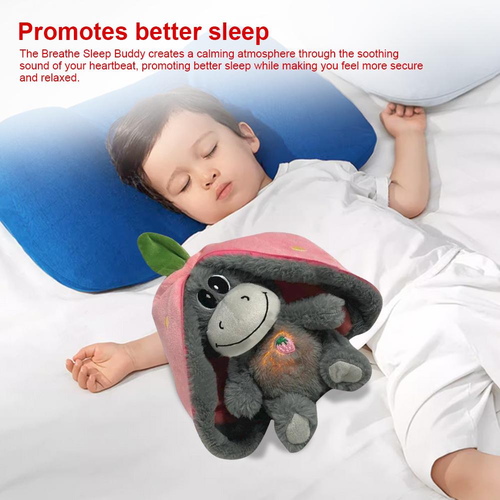 Breathing Stuffed Animal Comfort Doll with Realistic Breathing Motion and Lights Donkey Plush Doll for Kids Toy Birthday Gift