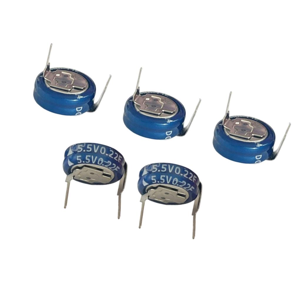 5pcs Industrial Super Capacitor 5.5V 0.22F Supercapacitors Rapid Charging Capability Direct Charge Circuit Compatibility