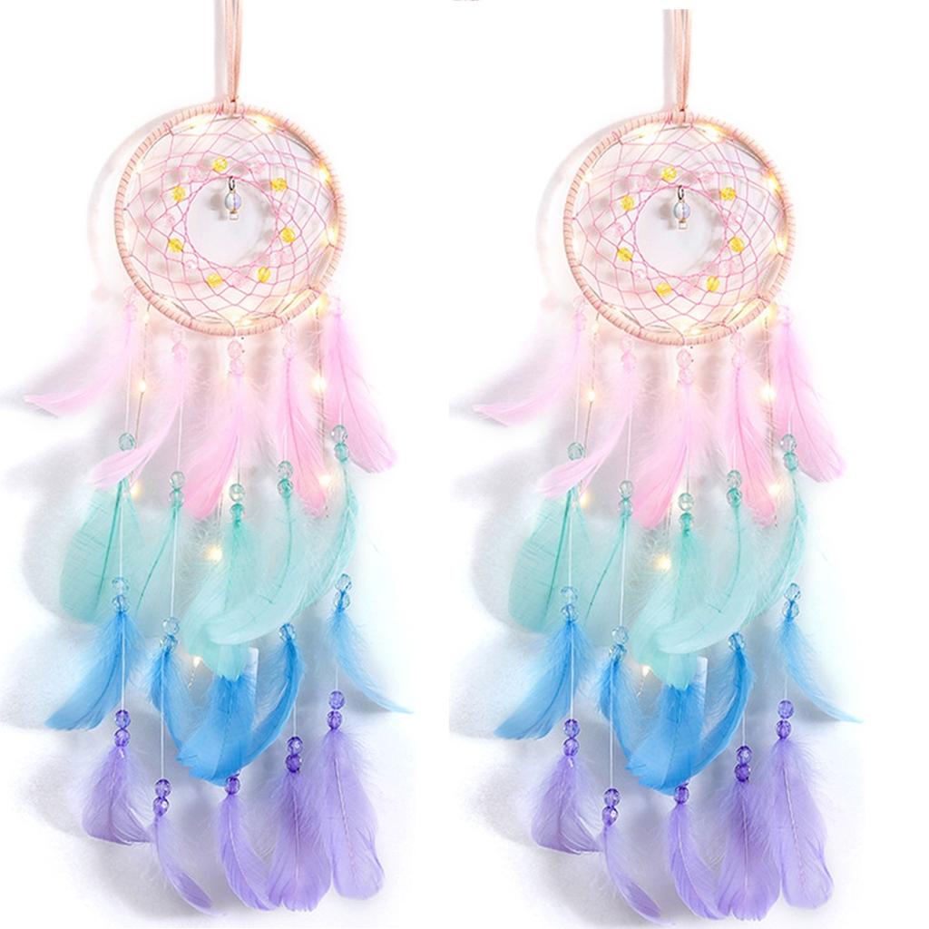 Colorful Dream Catchers Handmade Wall Hanging Decoration for Girl Bedroom Window Bedside Ornaments Make Wish Blessing Birth Gift
