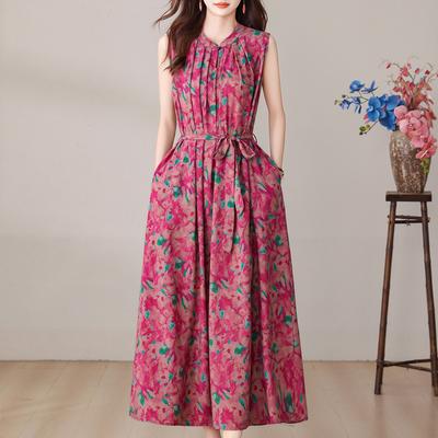 Κομψό Γυναικείο Καλοκαιρινό Φόρεμα Μεγάλο Μέγεθος Αμάνικο Μακρύ Φόρεμα Γυναικεία Ρούχα Vintage