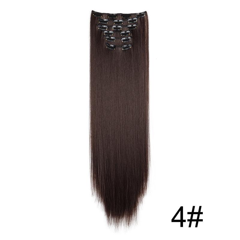 Synthetic 6pcs/set Long Straight Clip-in Hair Extension Invisible Seamless Extension Black Brown Hairpiece for Women 2028