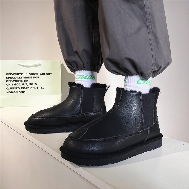 New Men's Classic Winter Fashion Cotton Shoes Low-cut Short Mid-calf Casual Ssnow Boots