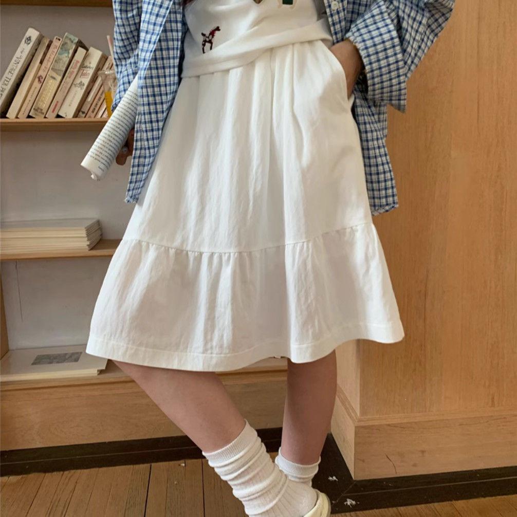 Plus-Size Retro A-line Elastic Waist Summer Skirt for Women
