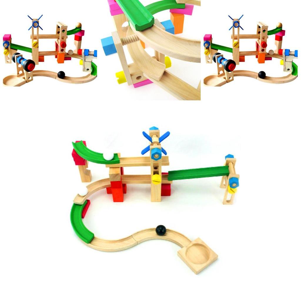 Wooden Roller Coaster Track Toy With Assembly Fun For Kids Educational Play