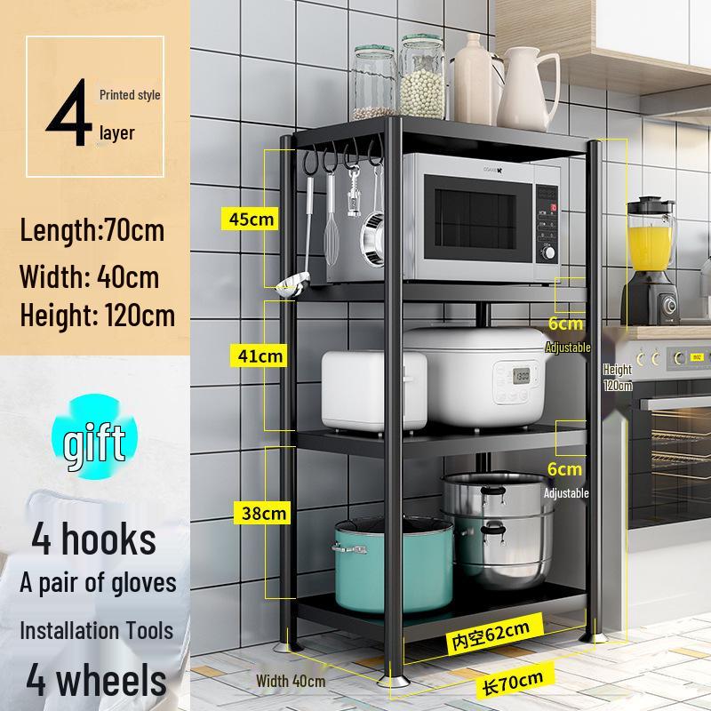 Freestanding Multi-Layer Kitchen Storage Rack for Microwave and Pots