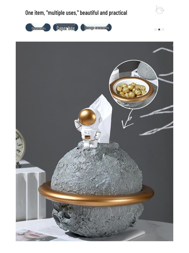 Astronaut Phone Holder, Pen Holder, and Tissue Box for Living Room Resin Ornaments.