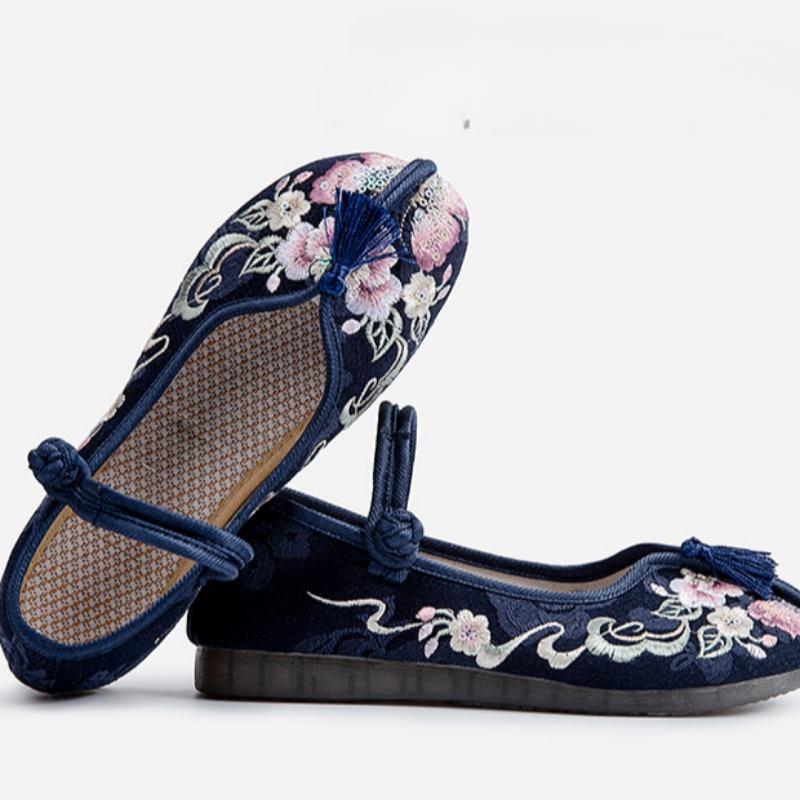 Old Beijing Cloth Shoes, Ancient Style Embroidery, Shallow Mouth, Breathable, Versatile Casual Shoes, Ethnic Style Embroidered Shoes